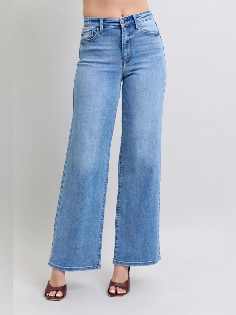 Judy Blue High Waist Vintage Wash Retro Wide Leg Denim Jeans Size 18W